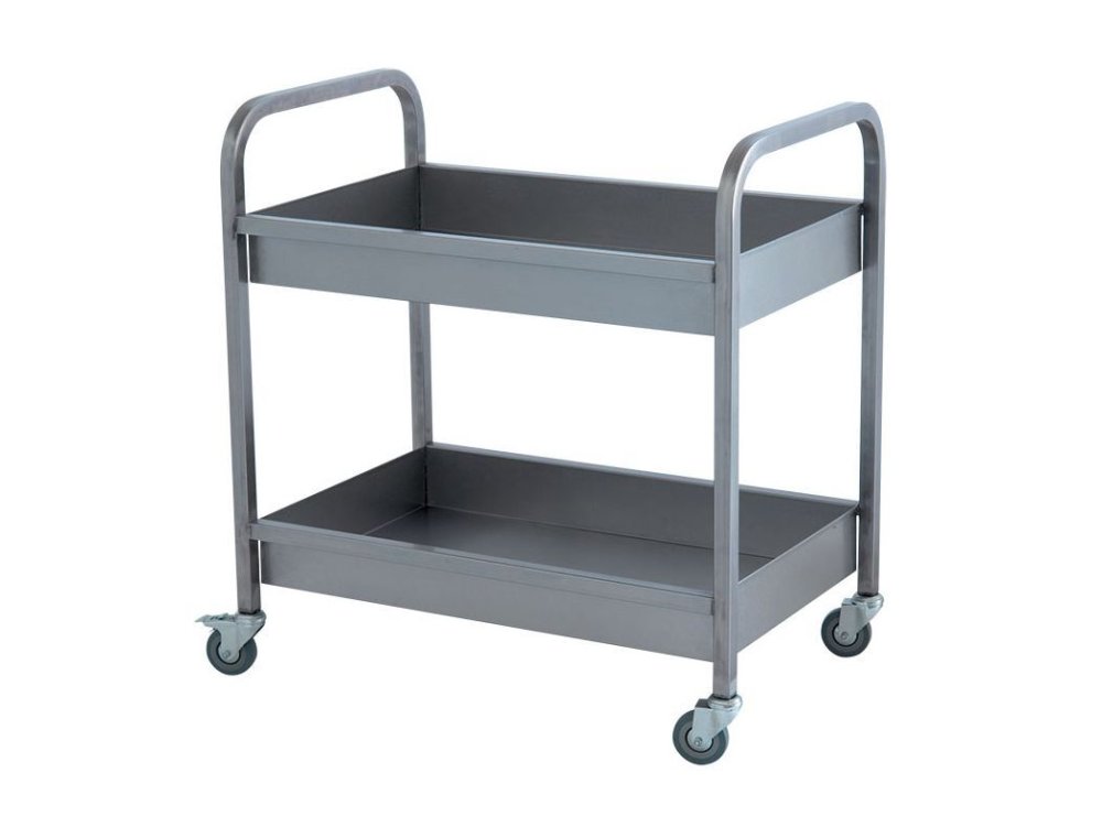 Подробнее о Тележка для сбора посуды из нержавеющей стали; 2 полки с высокими бортами Тележка для сбора посуды из нержавеющей стали; 2 полки с высокими бортами
