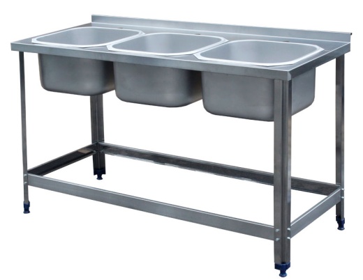 Ванна моечная цельнотянутая 3-секционная 1750х650х860 ёмкости 500х500х300 мм фото