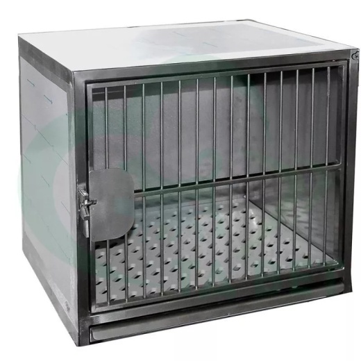 Клетка из нержавеющей стали с поддоном и перфорированным полом характеристики Клетка из нержавеющей стали с поддоном и перфорированным полом фото