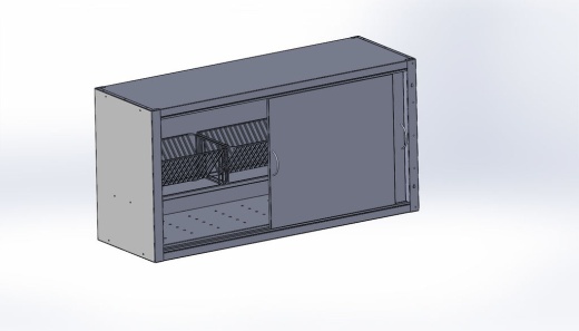 Полка для посуды закрытая 600*400*600 с дверцами-купе, нерж.сталь фото