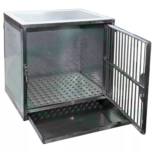 Клетка из нержавеющей стали с поддоном и перфорированным полом характеристики Клетка из нержавеющей стали с поддоном и перфорированным полом фото